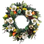Village Lighting Company 30 in. Pre-Lit LED Magnolia Orchard Christmas Wreath with Warm White Lights thumbnail 2