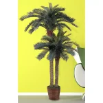 Nearly Natural 6 ft. and 4 ft. Sago Palm Double Potted Silk Tree in Brown Wicker Basket thumbnail 2