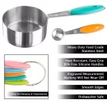Classic Cuisine 10-Piece Stainless Steel Measuring Cups and Spoons Set with Silicone Handles thumbnail 3