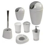 Unbranded Modern White Toilet Bowl Brush with Holder, Chrome Plated Handle, Compact Design thumbnail 2