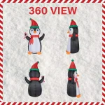 Fraser Hill Farm 10 ft. Penguin and Candy Cane Christmas Inflatable with RGB Lights thumbnail 2