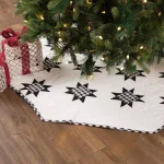 VHC Brands Emmie 55 in. Black and White Patchwork Christmas Tree Skirt - Hand-Quilted Cotton thumbnail 4