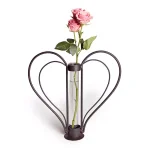 DANYA B Sweetheart Black Iron Heart-Shaped Decorative Bud Vase with Recycled Glass thumbnail 2
