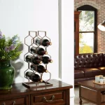DANYA B. Copper Electroplated 8-Bottle Wine Rack - Modern Geometric Iron Design thumbnail 1
