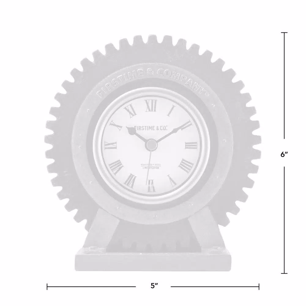 FirsTime & Co. Gear Tabletop Analog Clock - Satin Black & Aged Rust