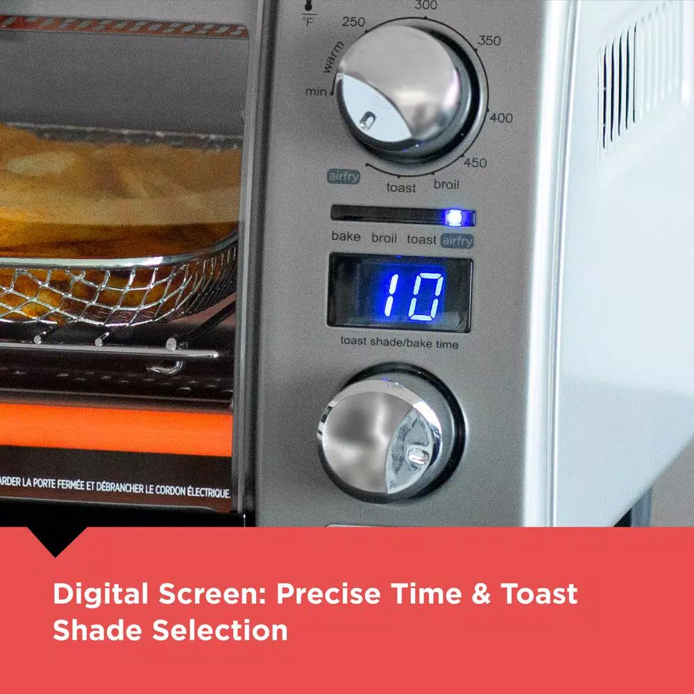 BLACK+DECKER Crisp 'n Bake 4-Slice Silver Countertop Air Fry Toaster Oven with Convection