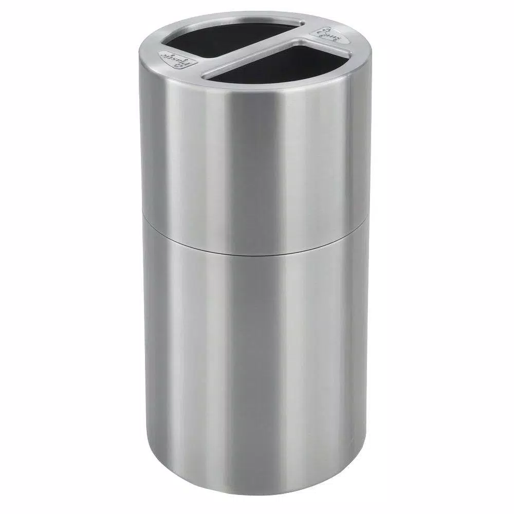 Safco 30 Gal. Dual Recycling Receptacle Commercial Trash Can with Satin Aluminum Finish