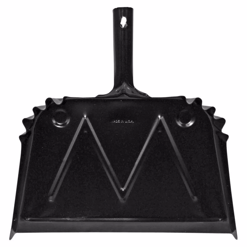 Genuine Joe 16 in. Metal Black Scope Dust Pan, Heavy-Duty 20-Gauge Steel