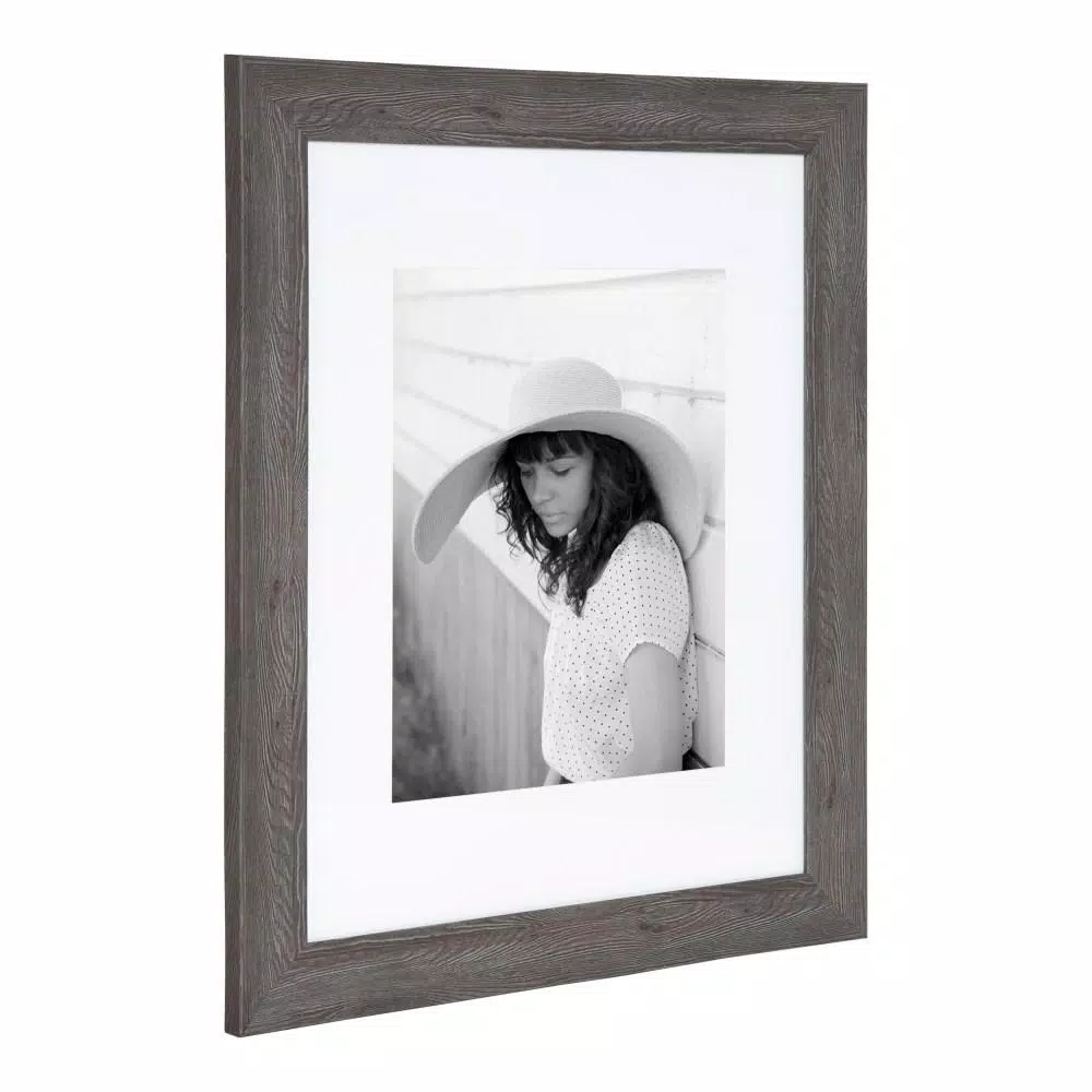 Kate And Laurel Edson Gray Rustic Farmhouse Picture Frame Set, 16x20 in. Matted to 11x14 in. (Set of 2)