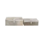 LITTON LANE Natural Reflections Gray Leather Hide Decorative Box Set of 2 thumbnail 3