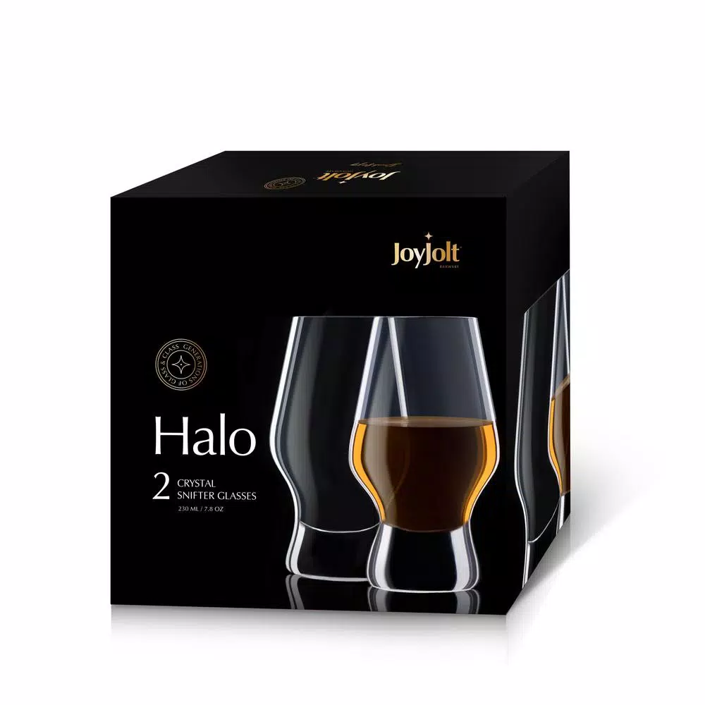 JoyJolt Halo 7.8 oz. Crystal Whiskey Glasses, Set of 4
