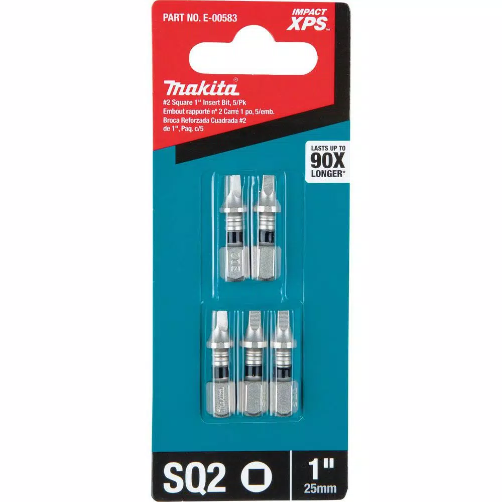 Makita ImpactXPS #2 Square 1 in. Insert Bits, 5-Pack