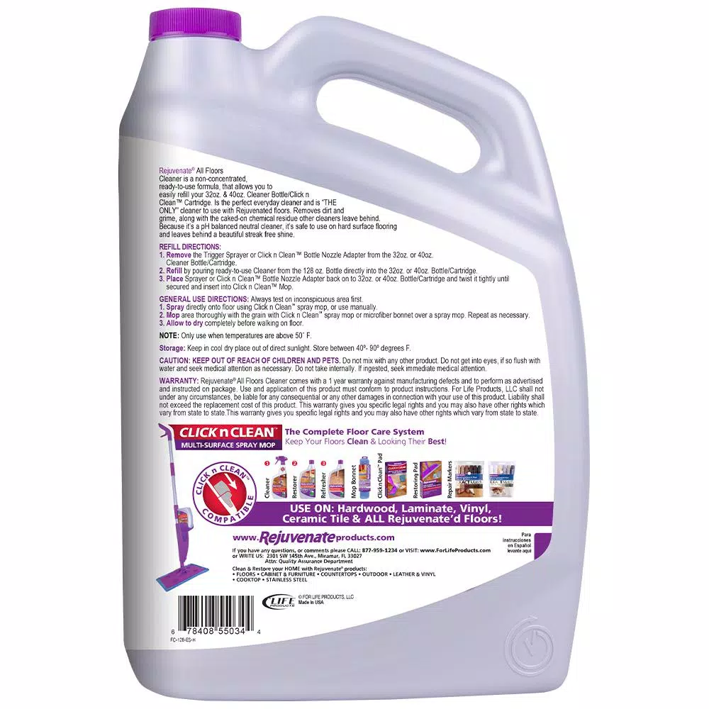 Rejuvenate 128 oz. Floor Cleaner, Non-Toxic Ready-to-Use Spray for Hardwood, Laminate, and Tile