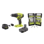 RYOBI 18V ONE+ 1/2 in. Cordless Drill/Driver Kit with 1.5 Ah Battery, Charger, and 40-Piece Impact Rated Driving Kit thumbnail 1