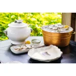 Abigails Seaside Ivory and Green Ceramic Oyster Serving Tray - Handmade in Italy thumbnail 3