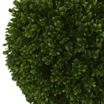Nearly Natural 42 in. UV Resistant Artificial Boxwood Double Ball Topiary Tree with Black Pot thumbnail 2