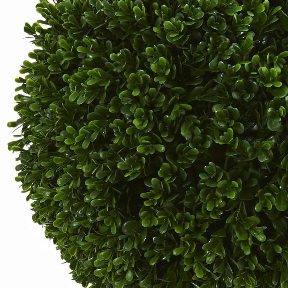 Nearly Natural 42 in. UV Resistant Artificial Boxwood Double Ball Topiary Tree with Black Pot