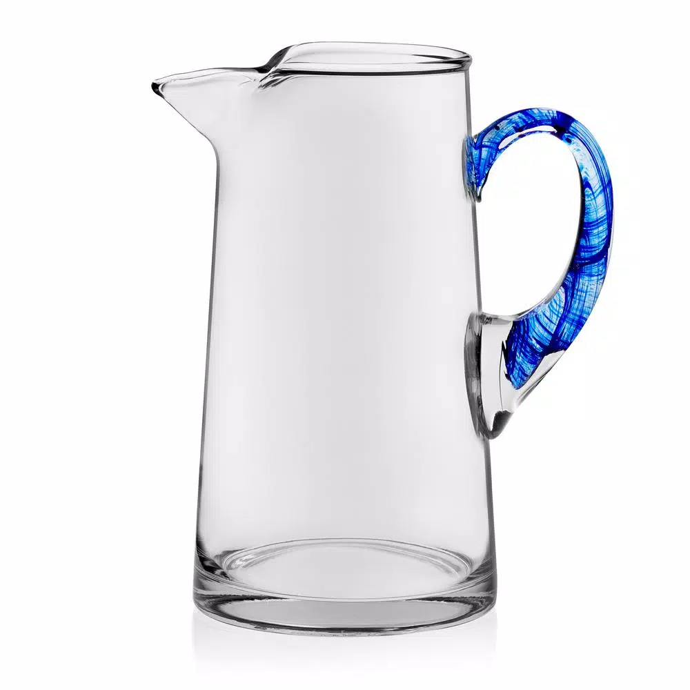 Libbey Cabos Blue-Handled Glass Pitcher, 90 oz