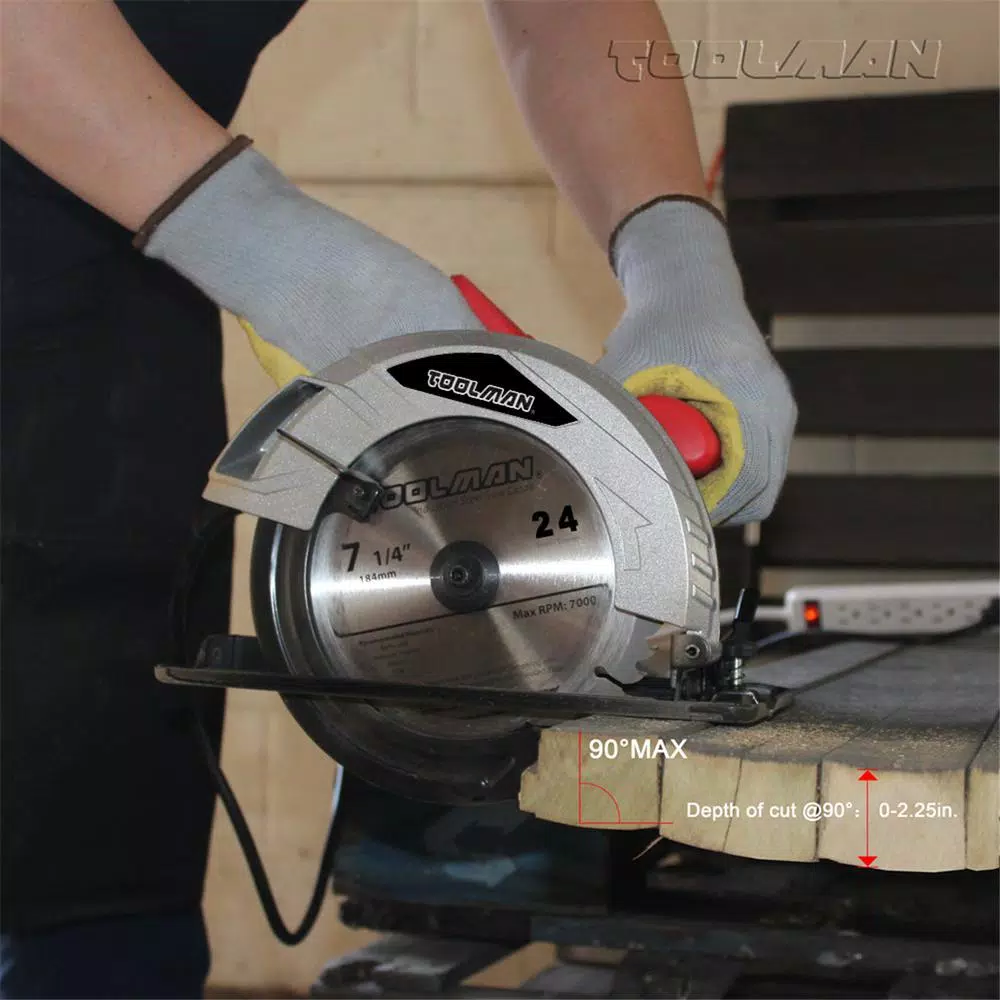 Boyel Living 12 Amp 7-1/4 in. Corded Circular Saw with Dual-Grip Handle and Bevel Cut Capability