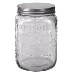 Unbranded 122 oz. Large Clear Glass Mason Canister Jar with Brushed Stainless Steel Lid thumbnail 2