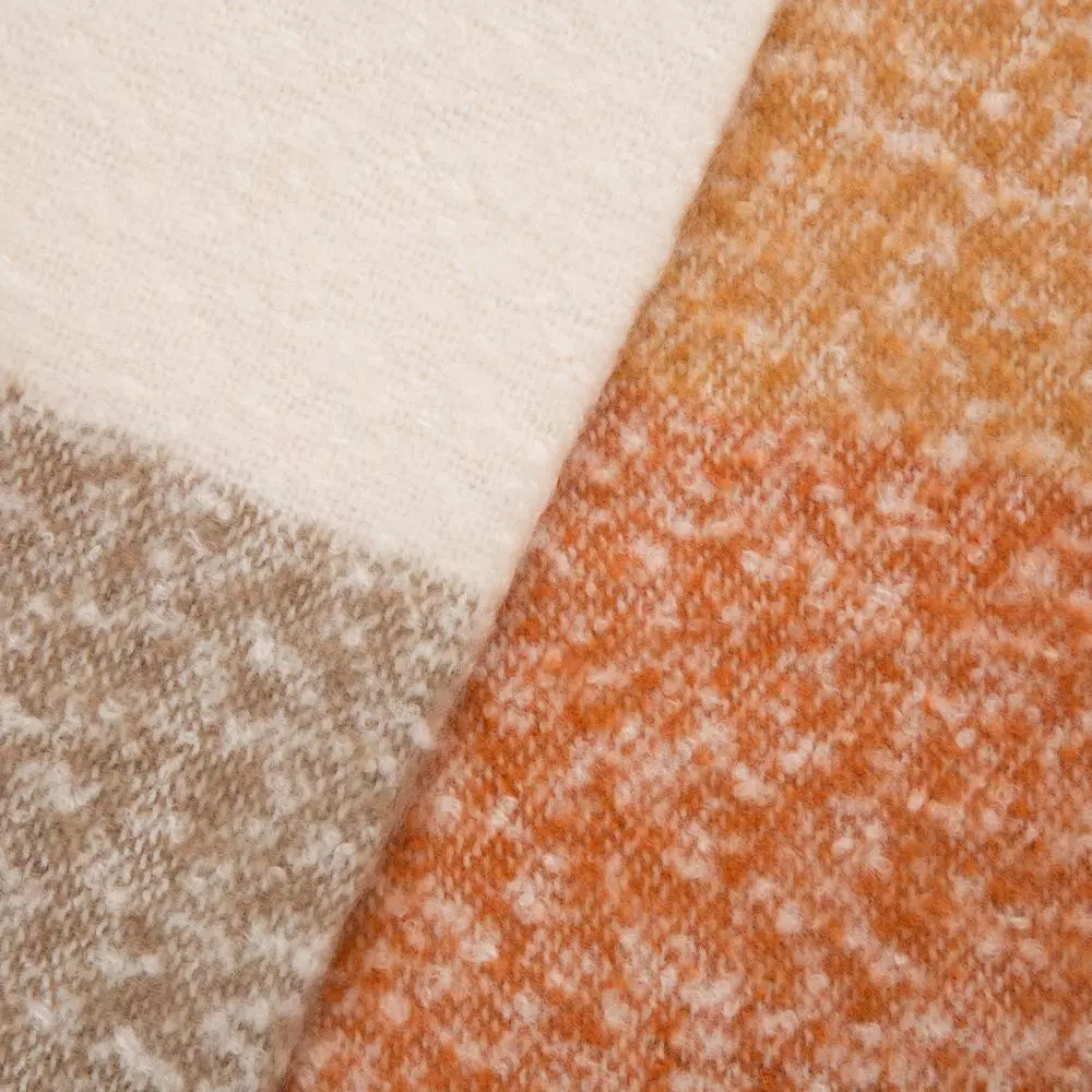 Glitzhome Orange and White Striped Jacquard Woven Acrylic Throw Blanket, 60 x 50 in.