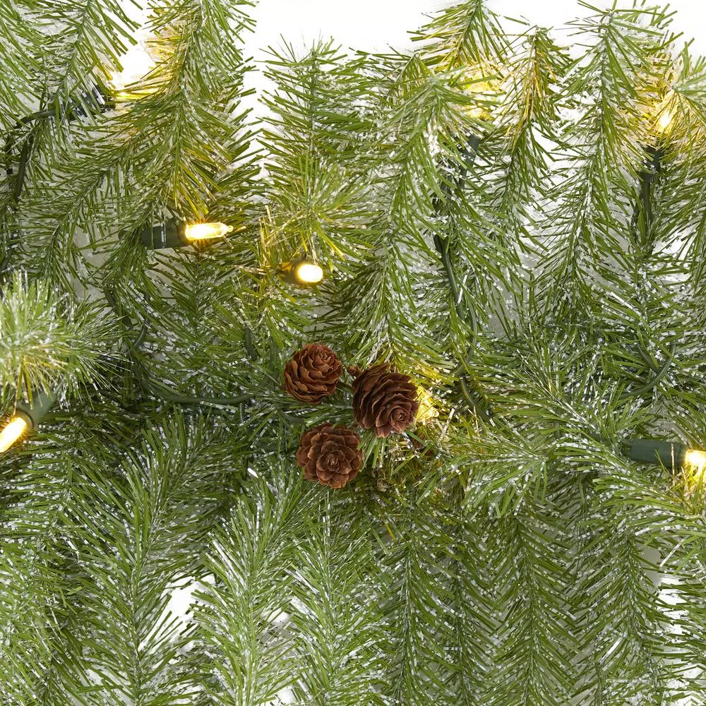 Nearly Natural 6 ft. Pre-Lit Artificial Pine Christmas Garland with 50 Warm White LED Lights and Pine Cones