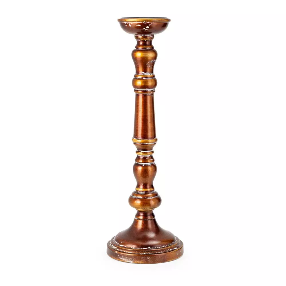 IMAX Rozzi Wooden Candle Holders Set of 5 - Rustic Multi-Colored Candlesticks
