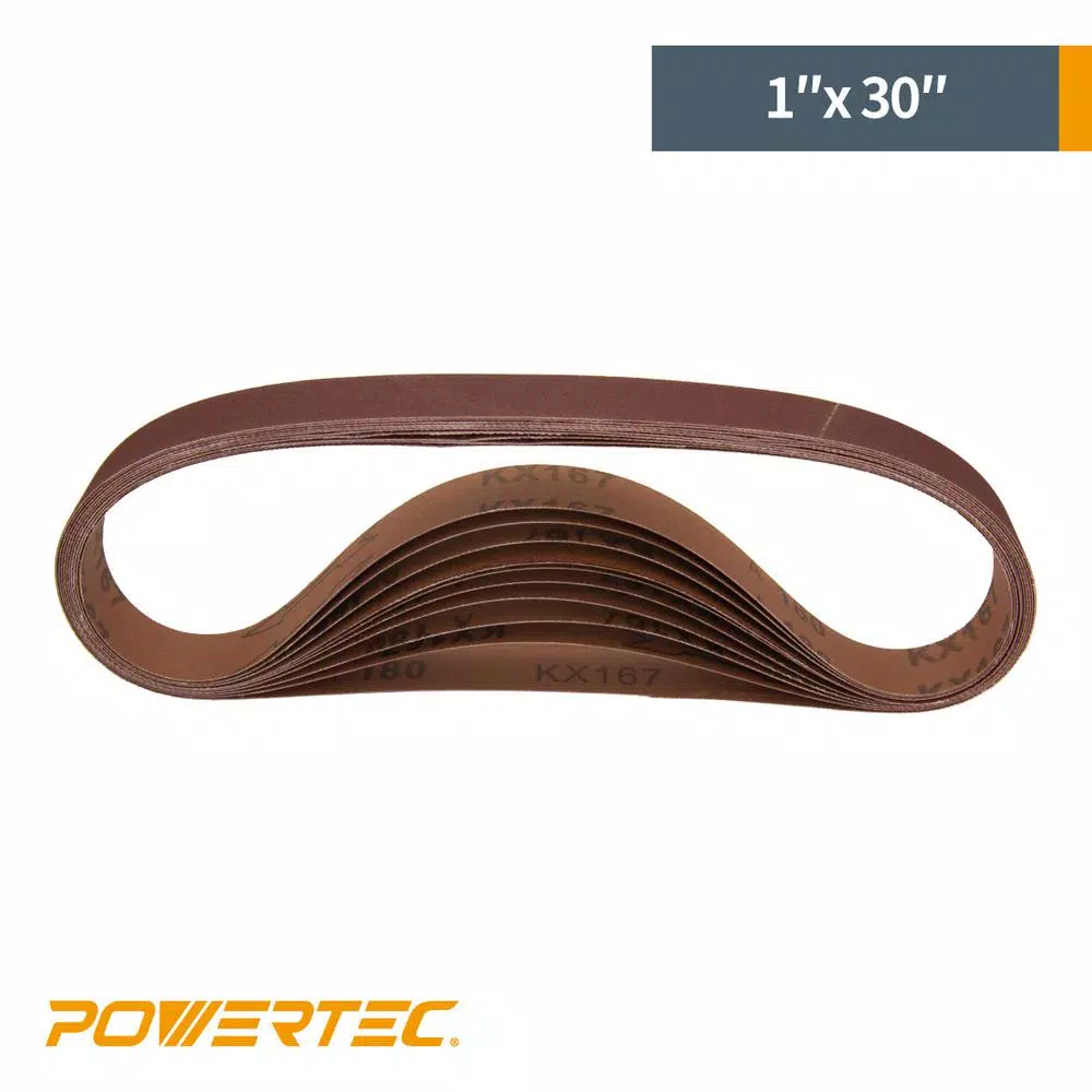 POWERTEC 1 in. x 30 in. Aluminum Oxide Sanding Belt Assortment, 24-Pack (60-400 Grit)