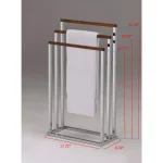 Kings Brand Furniture Chrome and Wood Modern Freestanding 3-Tier Towel Rack thumbnail 1