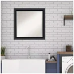Amanti Art Nero 23 in. Square Beveled Edge Bathroom Vanity Mirror, Black Satin Wood Frame thumbnail 8