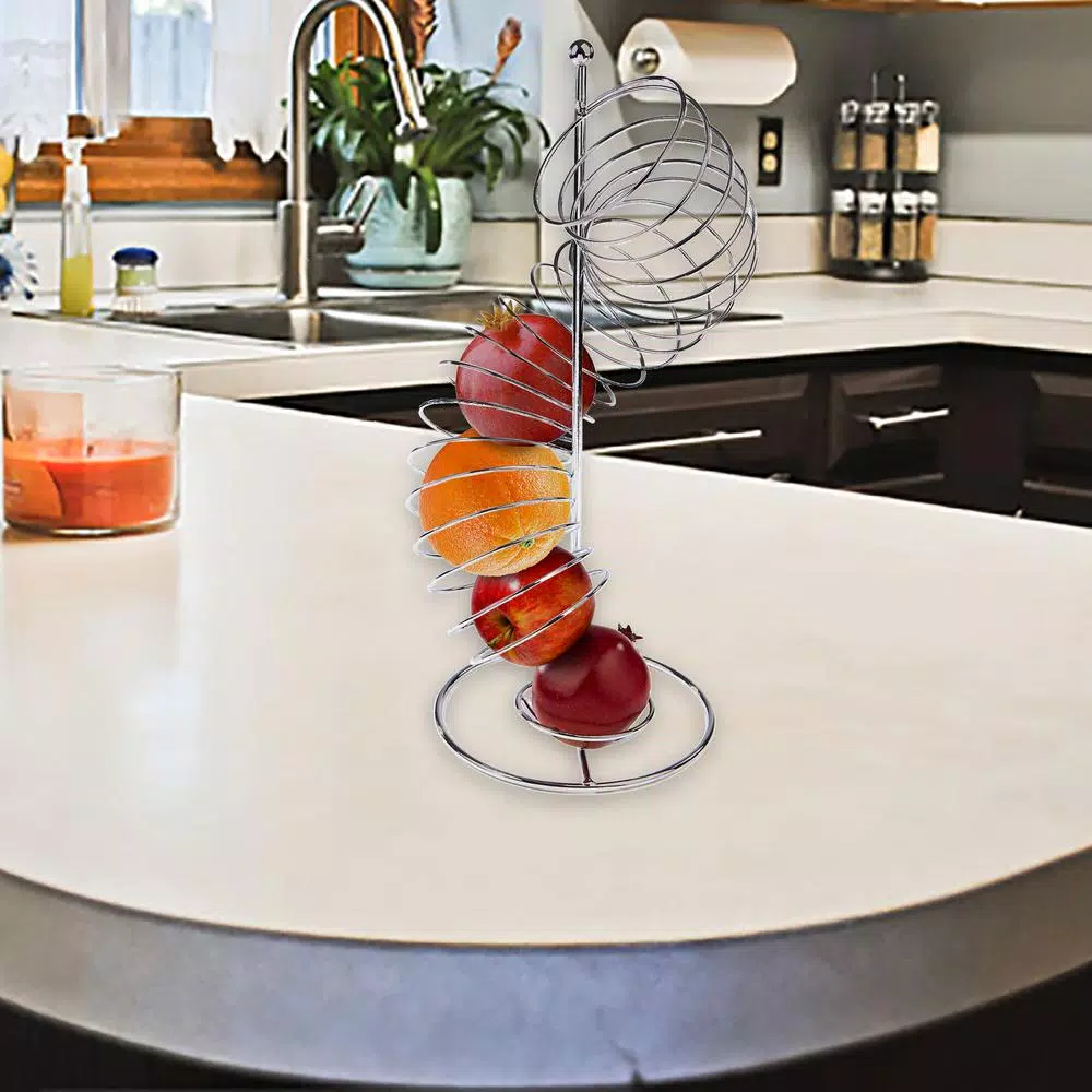 Mind Reader Stainless Steel Twisted Fruit Holder, Silver Metal Wire Fruit Basket