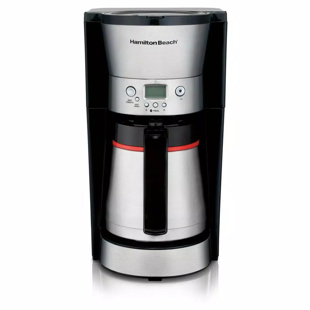 Hamilton Beach 10-Cup Programmable Drip Coffee Maker with Thermal Carafe, Black and Stainless Steel