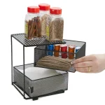Mind Reader Rotating 2-Tier All-Purpose Organizer Shelf with Magnetic Baskets and Top Shelf, Black thumbnail 8