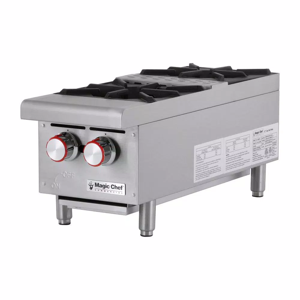 Unbranded Magic Chef Commercial 12 in. 2-Burner Gas Countertop Hot Plate Range, 50,000 BTUs