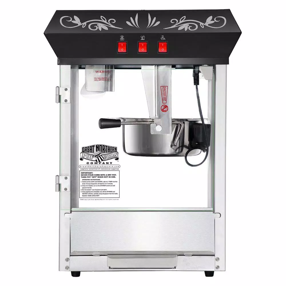 Great Northern Popcorn 850-Watt 8 oz. Black Popcorn Popper Machine