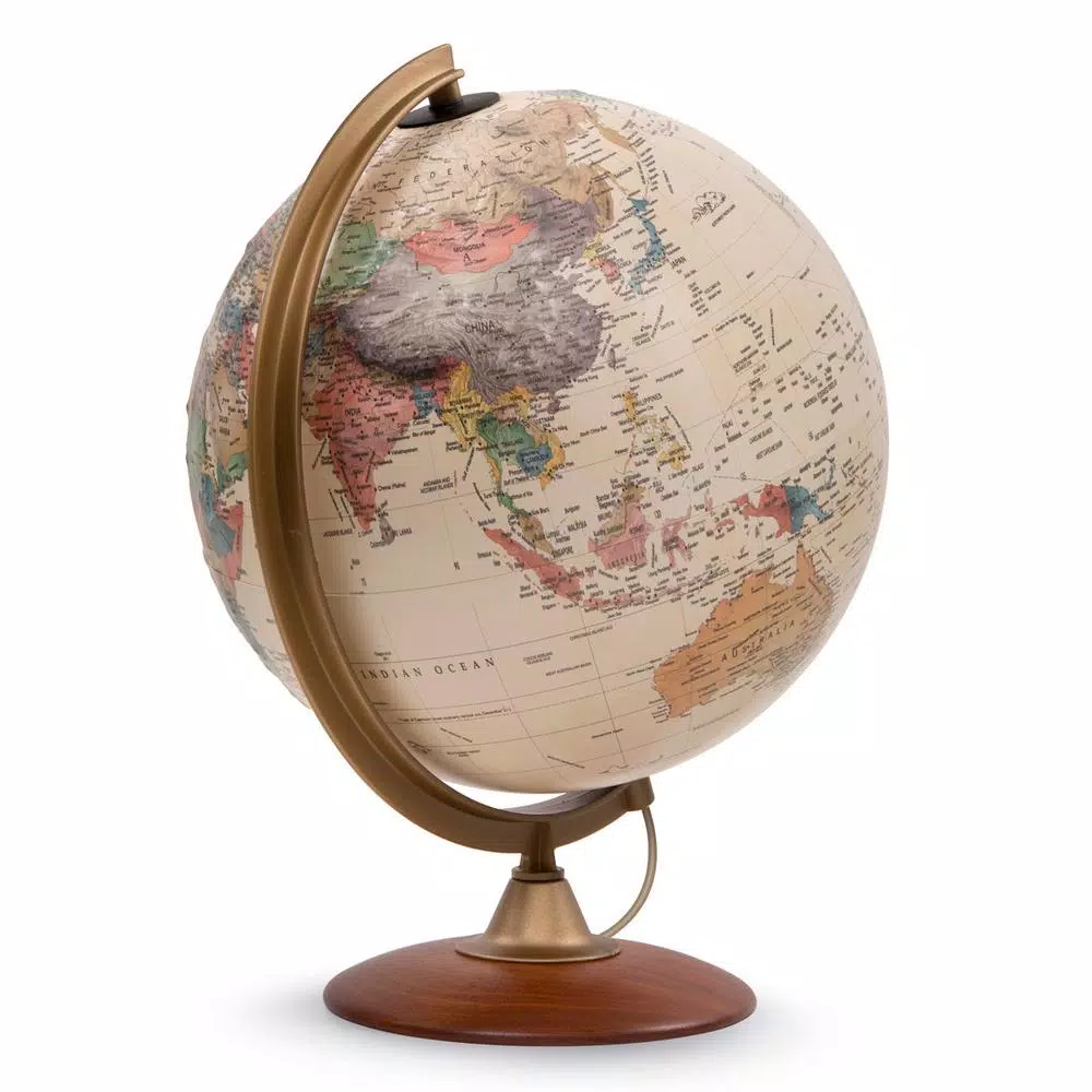 Waypoint Geographic Colombo 12 in. Raised Relief Desktop Globe with Illumination and Hardwood Base
