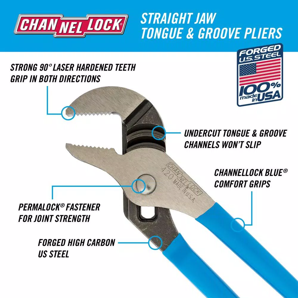 Channellock 9-1/2 in. Tongue and Groove Pliers with 5 Adjustments