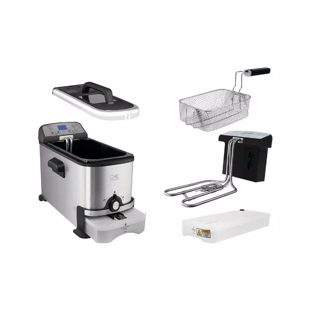 Kalorik Digital Deep Fryer with Oil Filtration System, 3.2 Qt, Stainless Steel