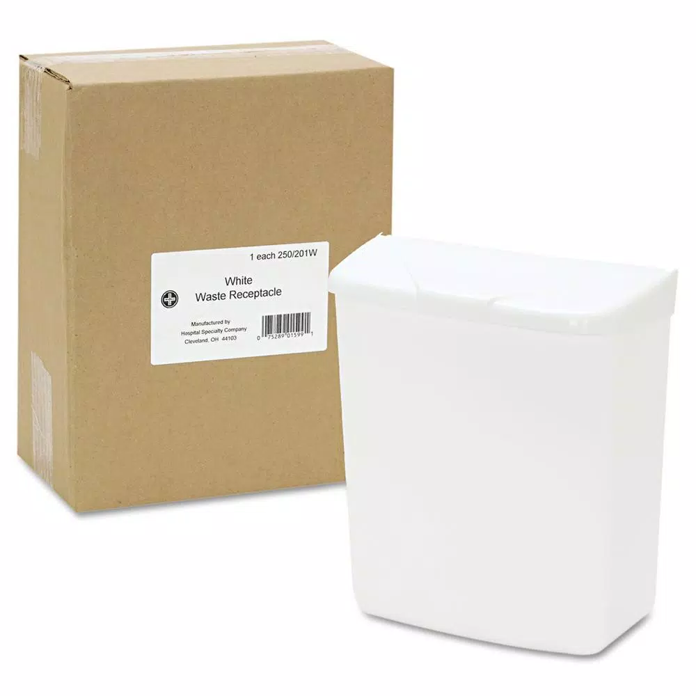 HOSPECO Wall Mount Sanitary Napkin Receptacle, White ABS Plastic, 1 Gallon