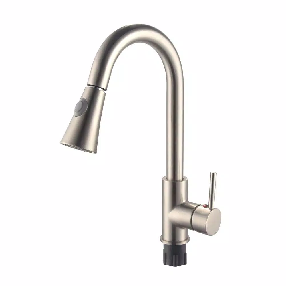 Vanity Art Brushed Nickel Single-Handle Pull-Down Kitchen Faucet with 360 Degree Swivel Spout
