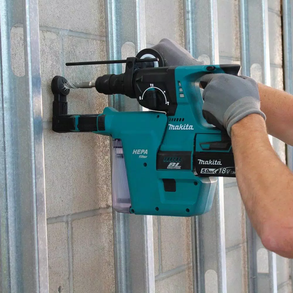 Makita 18V LXT Brushless 1 in. SDS-Plus Rotary Hammer Kit with HEPA Attachment & Bonus 1/2 in. Impact Wrench