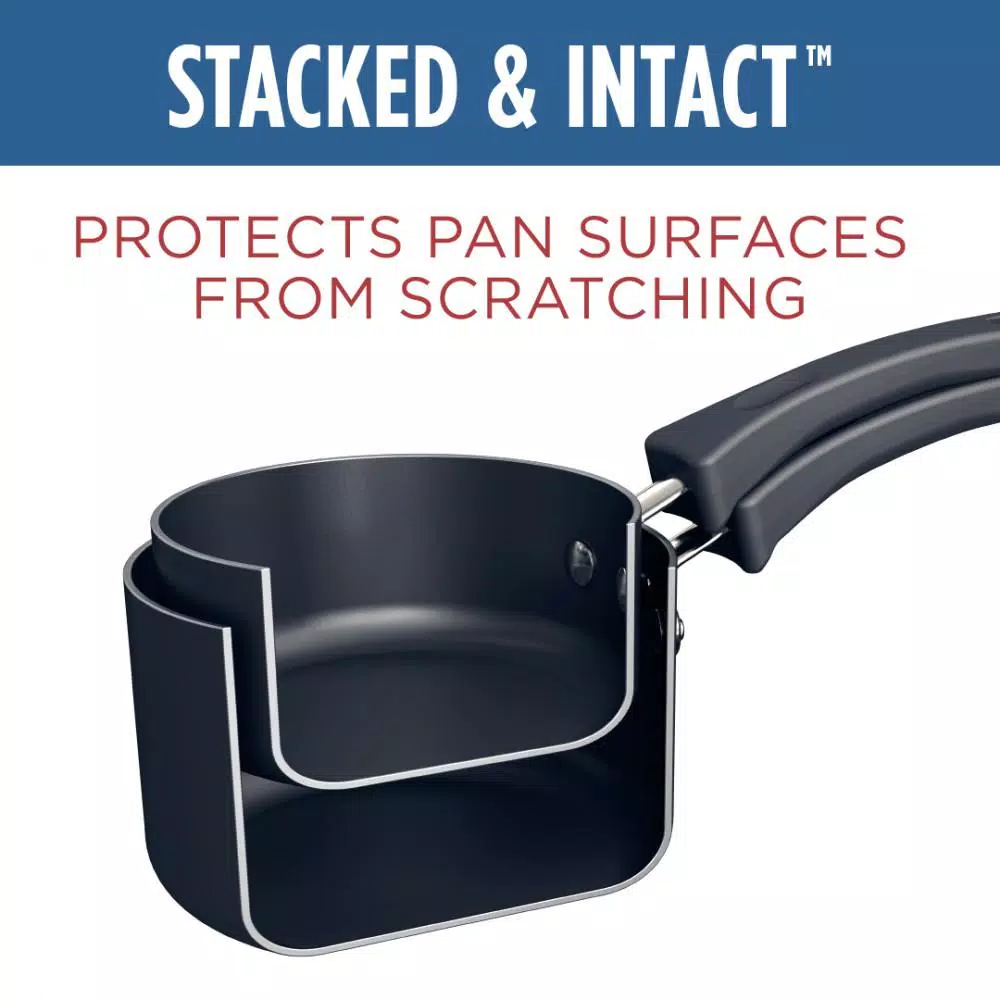 Farberware Neat Nest 1-Quart Aluminum Nonstick Saucepan with Glass Lid, Black