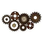 LITTON LANE 17 x 34 in. Rustic Industrial Gears Wall Clock, Distressed Iron Finish thumbnail 2