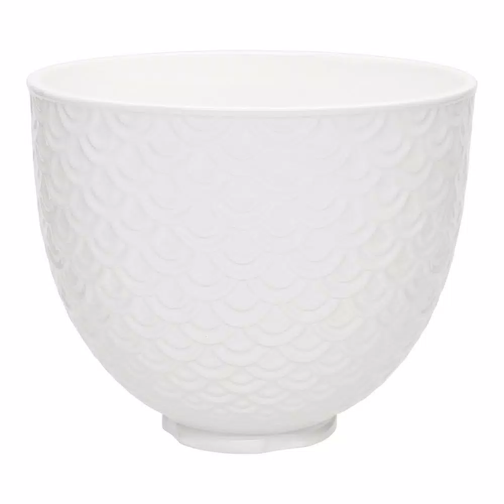 KitchenAid 5 Qt. White Mermaid Lace Textured Ceramic Mixing Bowl for Tilt-Head Stand Mixers