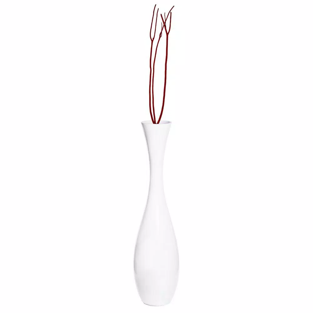 Uniquewise 43.5 in. White Modern Trumpet Floor Vase - Sleek Fiberglass Decorative Vase