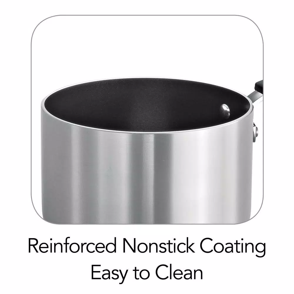 Tramontina Style 2 qt. Aluminum Nonstick Sauce Pan with Mirror-Polished Finish and Glass Lid