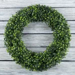 Pure Garden 19.5 in. Artificial Boxwood Wreath, UV Resistant Green Decor thumbnail 3