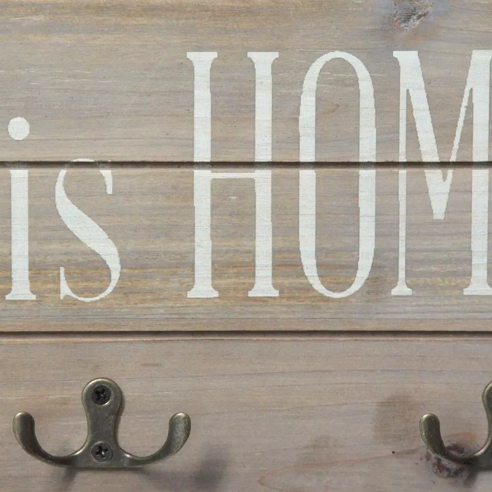 Stratton Home Decor Bless This Home Wood Wall Sign with 4 Metal Hooks