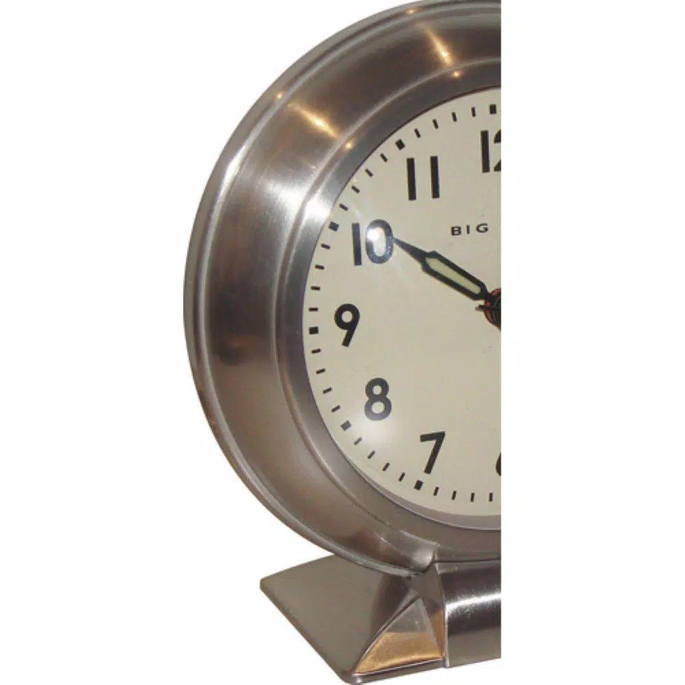 Westclox Metal Table Top Alarm Clock with Brushed Nickel Finish and Classic Big Ben Design
