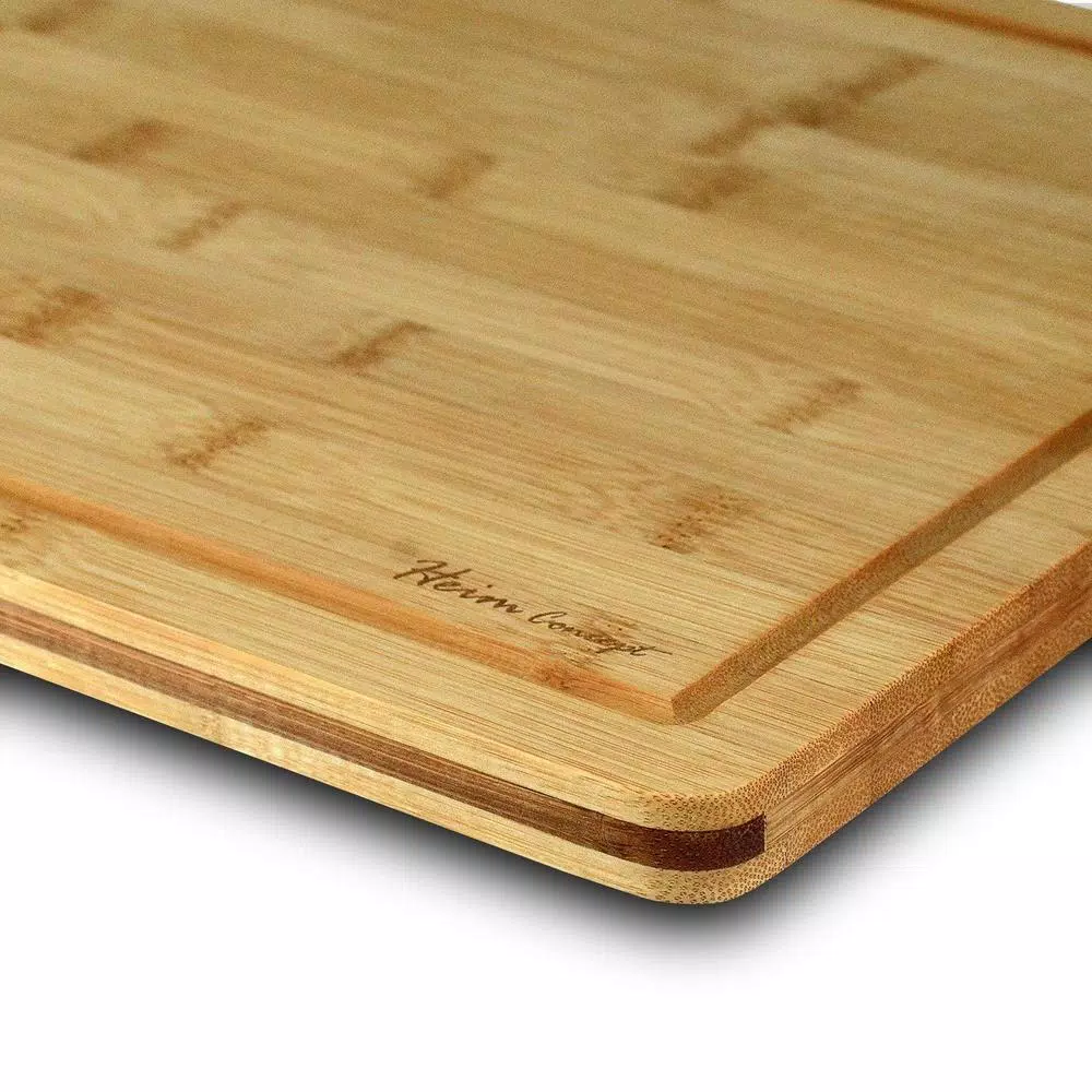 Heim Concept Premium Bamboo Cutting Board and Serving Tray with Drip Groove, 18 x 12 in
